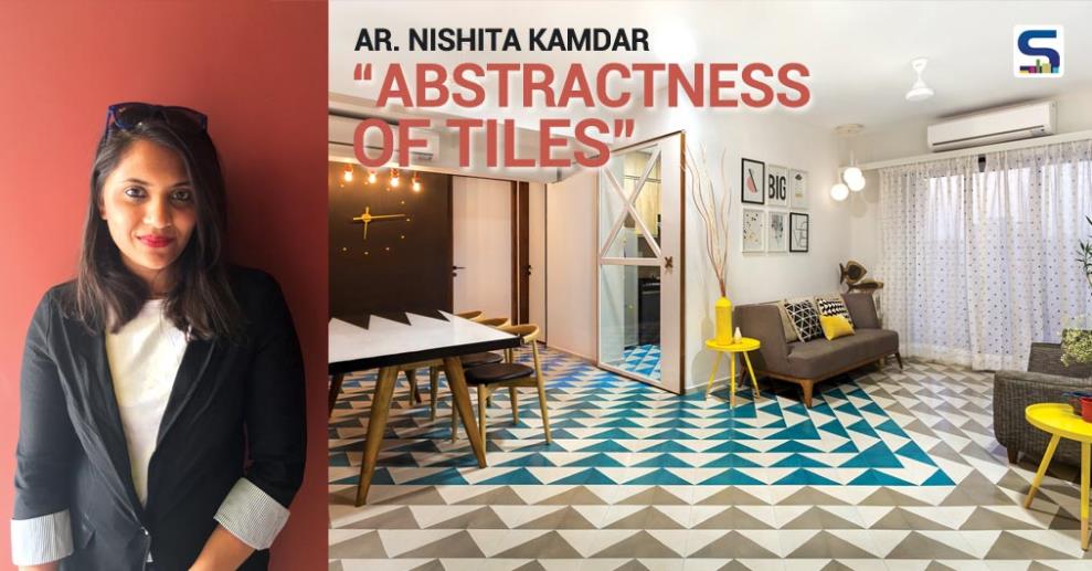 AR. Nishita Kamdar Studio Nishita Kamdar, Mumbai. Abstractness of Tiles -Funky Tiled Living room done with A ttangudi Tile and gives very big impact on the overall look of the house. The other elements are kept simple.