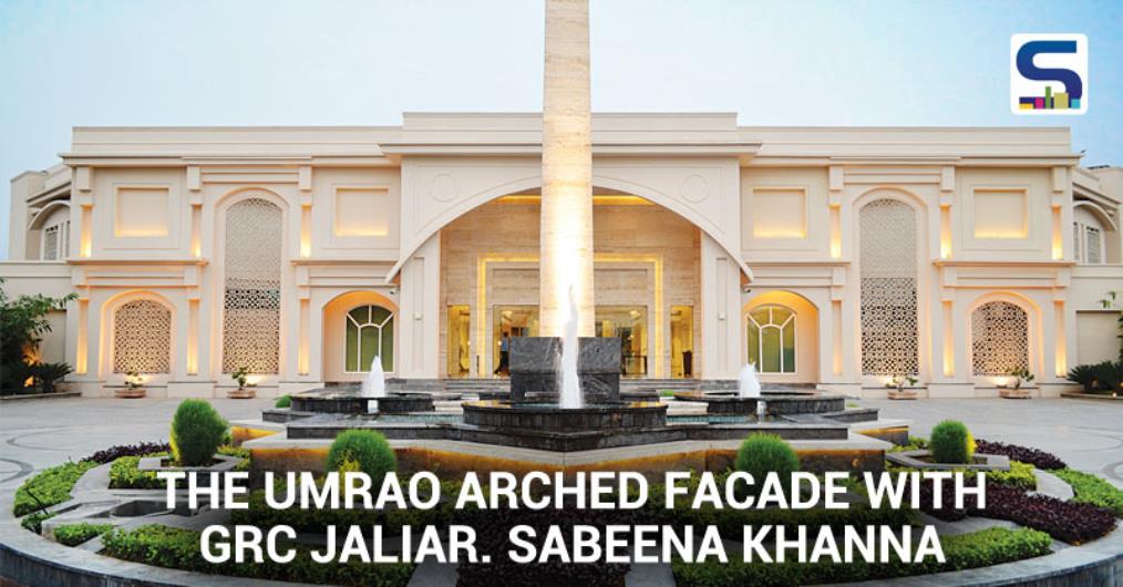 The façade of The Umrao is in plaster, but the effect created due to the ethereal lighting and the color palette adopted, makes it look like a sandstone façade with an ageless grandeur. The façade appears wider owing to the spread..