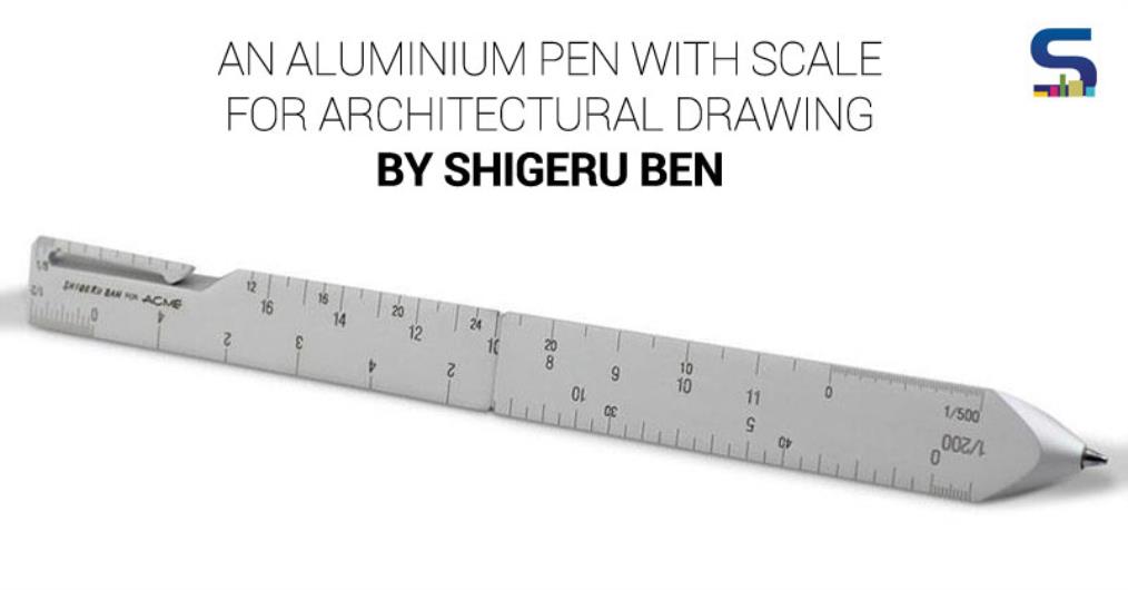 Japanese architect Shigeru Ban has designed a retractable and re llable pen for Acme Studio that doubles as an architect’s scale ruler. The threesided Scale pen is made from aluminium, and features a laser-etched ruler on each of its three facets.