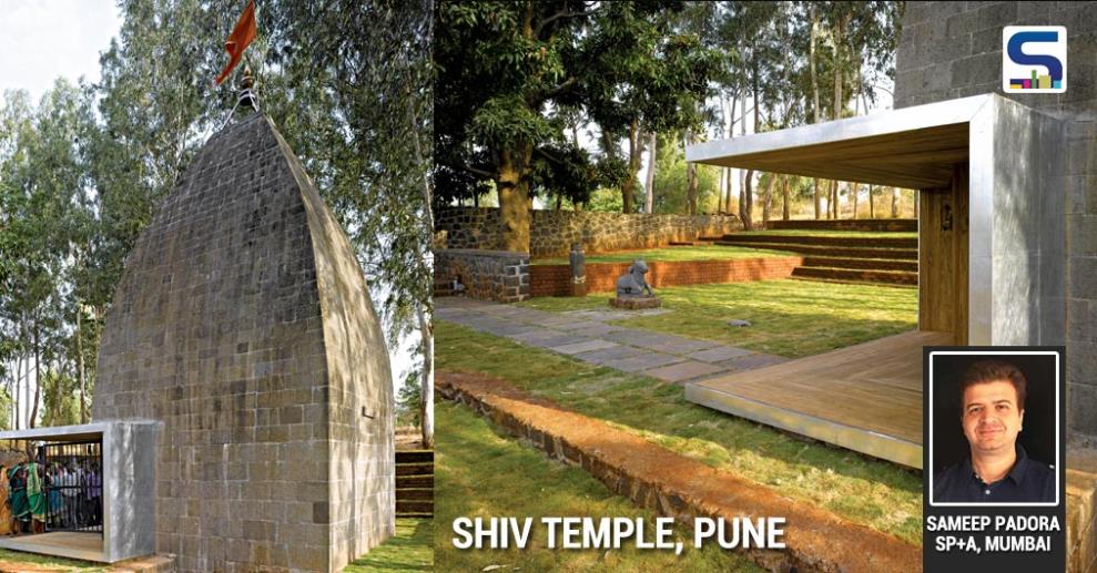 Designed in dialogue with the priest and the people from surrounding villages the temple was built through ‘shramdaan’ (self build) by the villagers. Constructed on a shoestring budget, using a local basalt stone the designers.