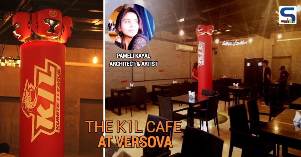 The Cafe is a representation of the brand Kumite 1 League which is a fight league and has 6 fight teams. The concept given by the owner of Cafe, Ali, was that a fight cage was essential. The Cafe is divided in 3 parts: entrance is the fight cage, a sunken enclosed AC section and the terrace.