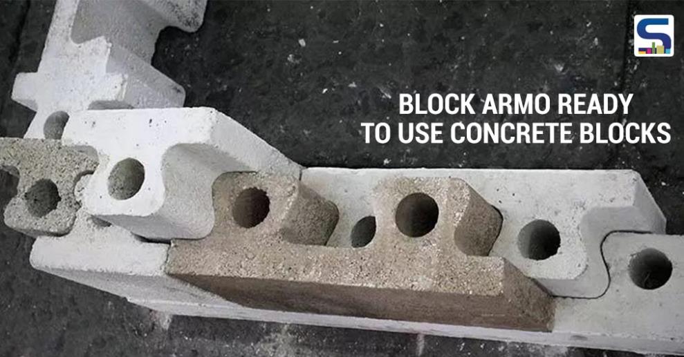 The “ARMO” ashlars are manufactured with concrete in measures of 12x20x40 cm. the geometrical designs of the block allow them to be assembled together like jig-saw puzzle without the need of cement-sand mixture or any binder.