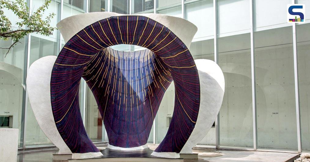 Developed by the joint collaboration of ETH Zurich and Zaha Hadid Architects, this 3D knitted concrete structure is called KnitCandela which is created with a 3D-knitted textile technology known as KnitCrete.