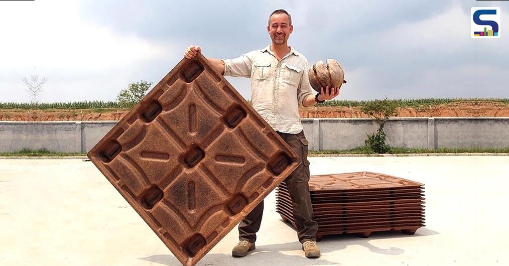 Waste Coconut husks as eco-friendly alternative to wooden or plastic shipping pallets
