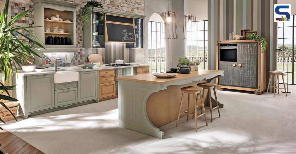 Reminiscent of country style kitchens, the portrait kitchens from Aster feature muted earthy colours combined with interesting lacquered or veneer finishes.