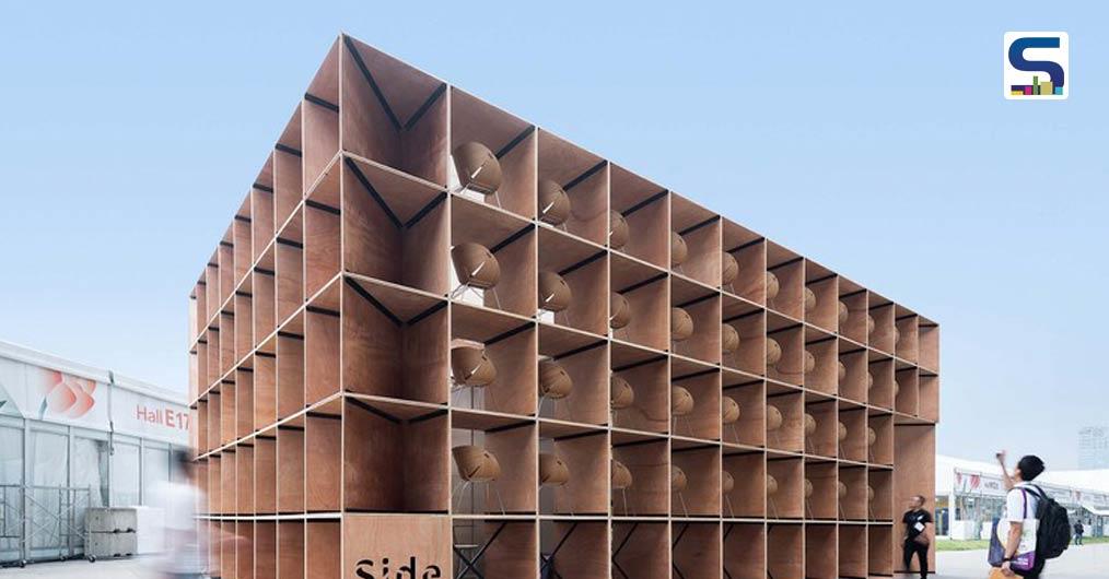 A Furniture Pavilion S has been converted into 410 hexagonal plywood chairs and tables