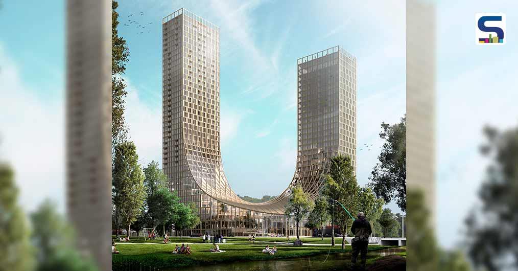 Two Connected Hybrid Timber Skyscrapers