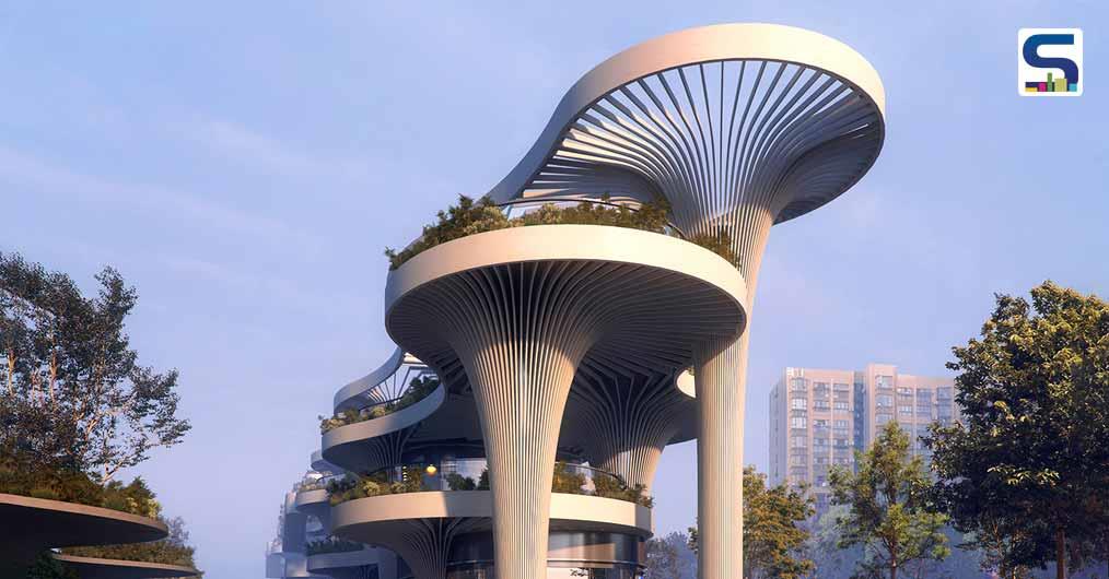 32 Solar Trees and  50 Trees Provide Greenery, Shade and Power to the Shanghai Marketplace | Koichi Takada Architects