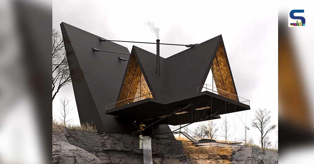 Architecture & Design India  Milad Eshtiyaghi Visualises A House Suspended  Off The Cliff Edge