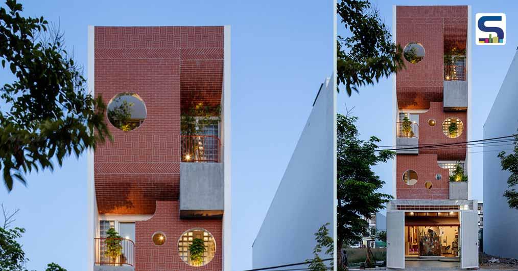 Multi-Sized Circular Openings and Concrete Balconies Accentuate The Brick Façade of This Vietnamese House | AD9 Architects