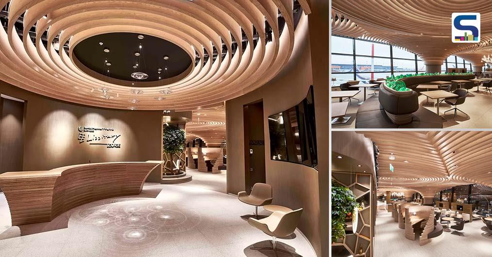 A Sculptural Timber Ceiling Covers The Interior of This Modern Airport Lounge in Russia | M+R Interior Architecture