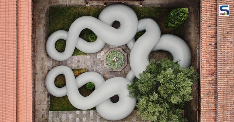 An Ephemeral Inflated Installation Covers The Sacred Art Museum Courtyard In Bilbao | Martillo Neumatico | Spain