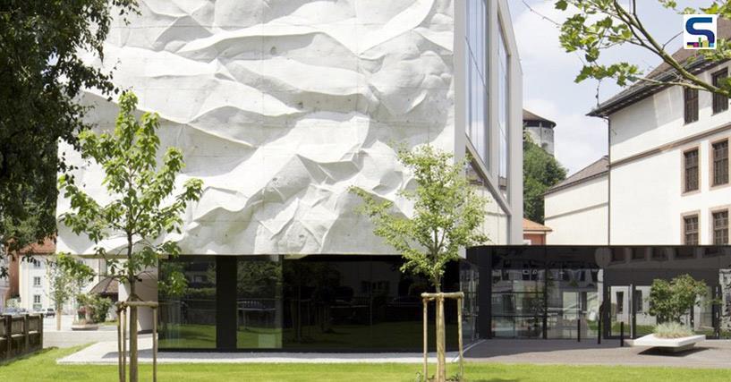 Fascinating Facades: 3D Concrete Crinkled Wall in A School in Austria