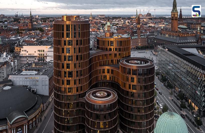 Weathered Tombak Brass-Clad Axel Towers in Denmark | Lundgaard & Tranberg Architects