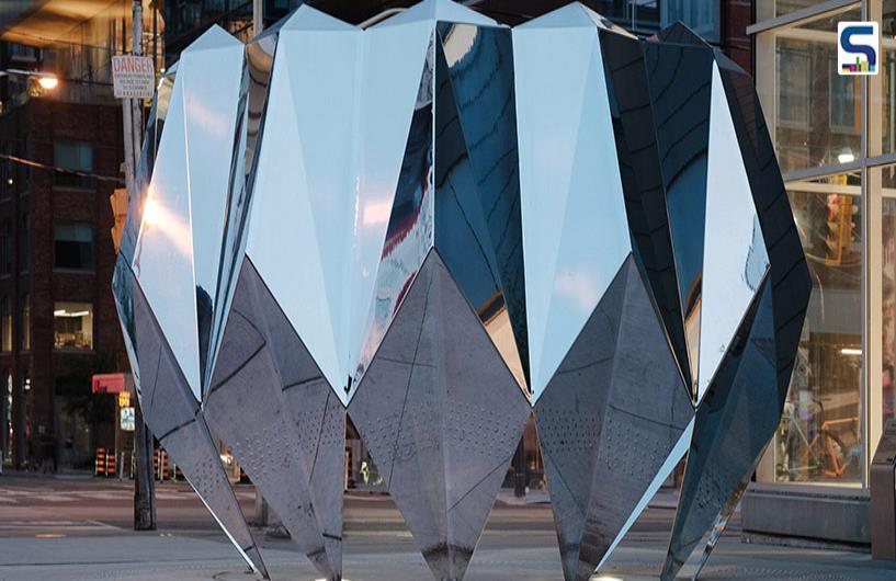 Jyhling Lees Origami-Inspired Stainless Steel Sculpture | Toronto