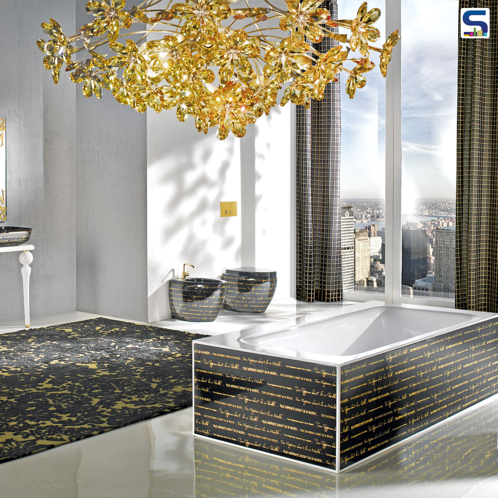 The Ceramic tubs are available in interesting patterns & finishes like: “Words” pattern, “Nature” pattern, “Waves” pattern and “Deco” pattern in gold on gloss black and others.