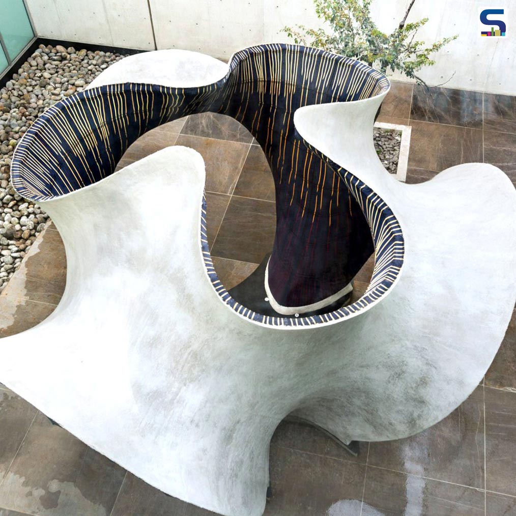 Developed by the joint collaboration of ETH Zurich and Zaha Hadid Architects, this 3D knitted concrete structure is called KnitCandela which is created with a 3D-knitted textile technology known as KnitCrete.