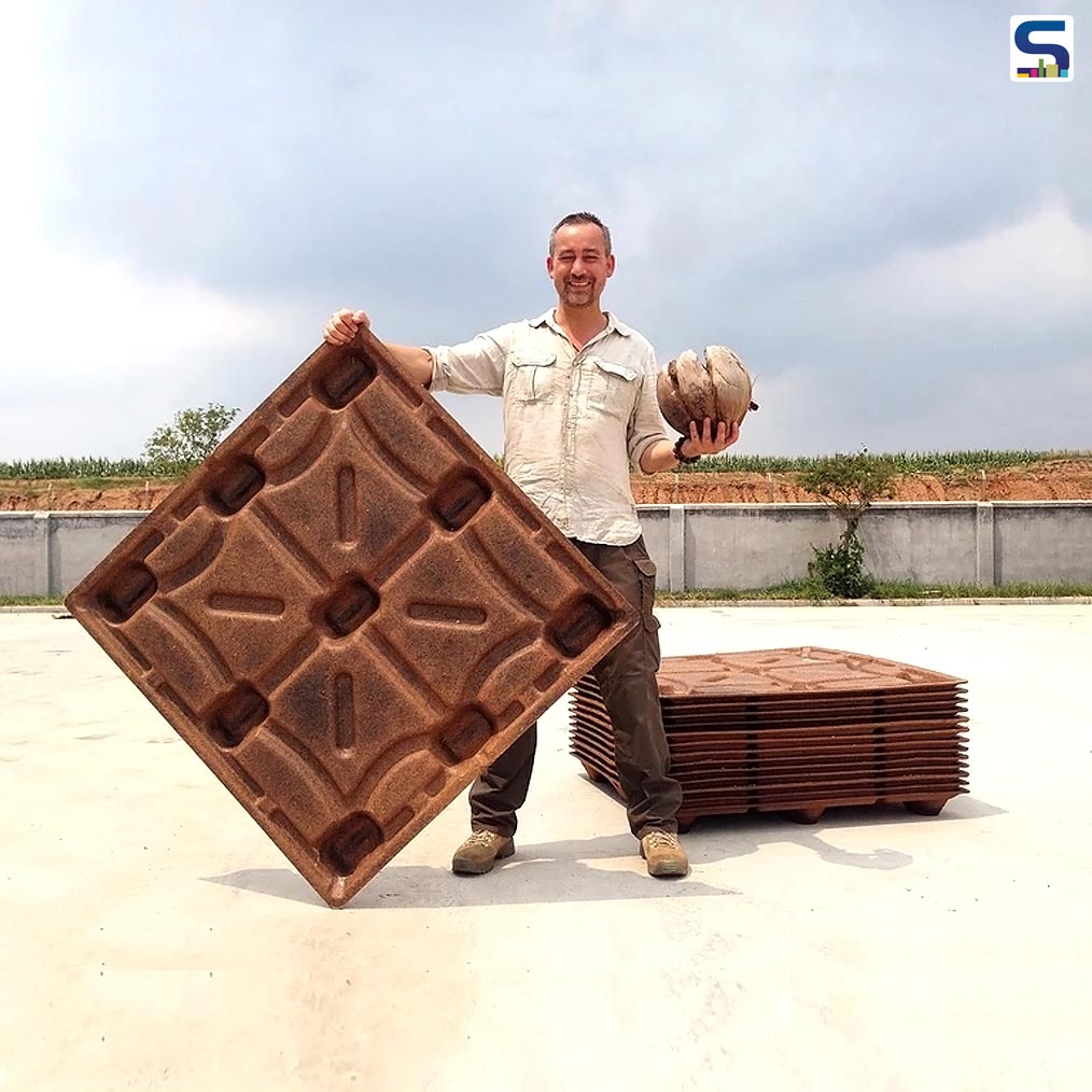 Waste Coconut husks as eco-friendly alternative to wooden or plastic shipping pallets
