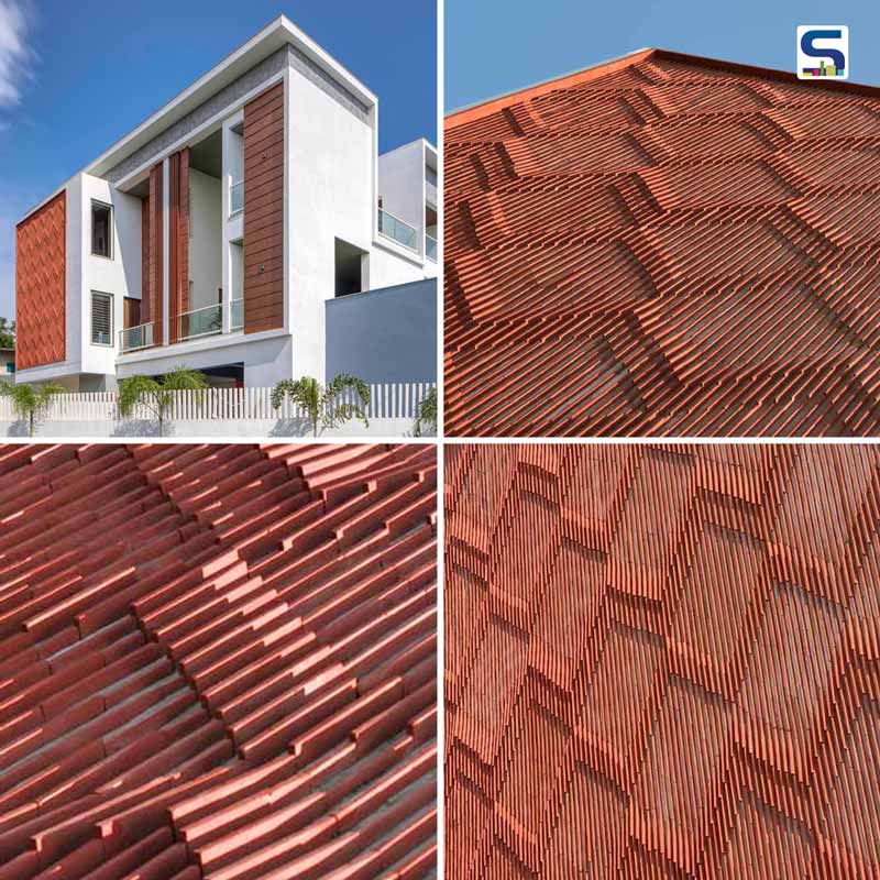 Manoj Patel Reuses Clay Roof Tiles Depicting ‘Toran’ Graphics to Create the Distinct Façade of This House | MPDS | Vadodara