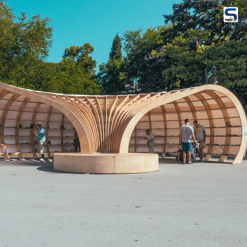 Light and Transportable Parametric Wooden Street Library in Bulgaria