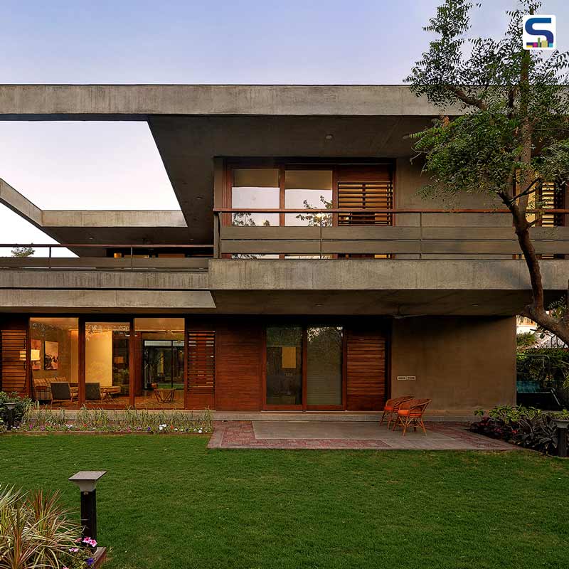 The Elemental House by Modo Designs Depicts the Distinct Arrangement of Three Layers Of Open Spaces in Ahmedabad