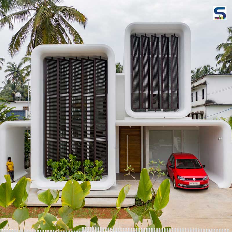 Tetris Game Inspires The White Canvas-Like Facade of This House of Ayoob in Kerala | 3dor Concepts