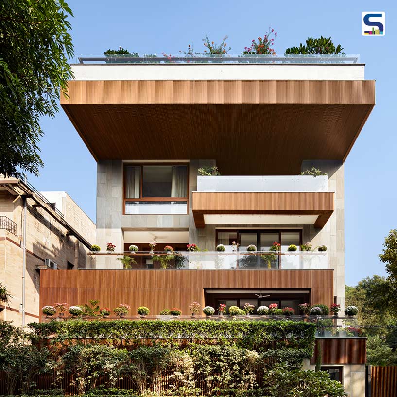 This 3-Story Delhi Home Creates a Harmonious Blend of Materials- Timber, Stone, and Stilts | Saket | team 3