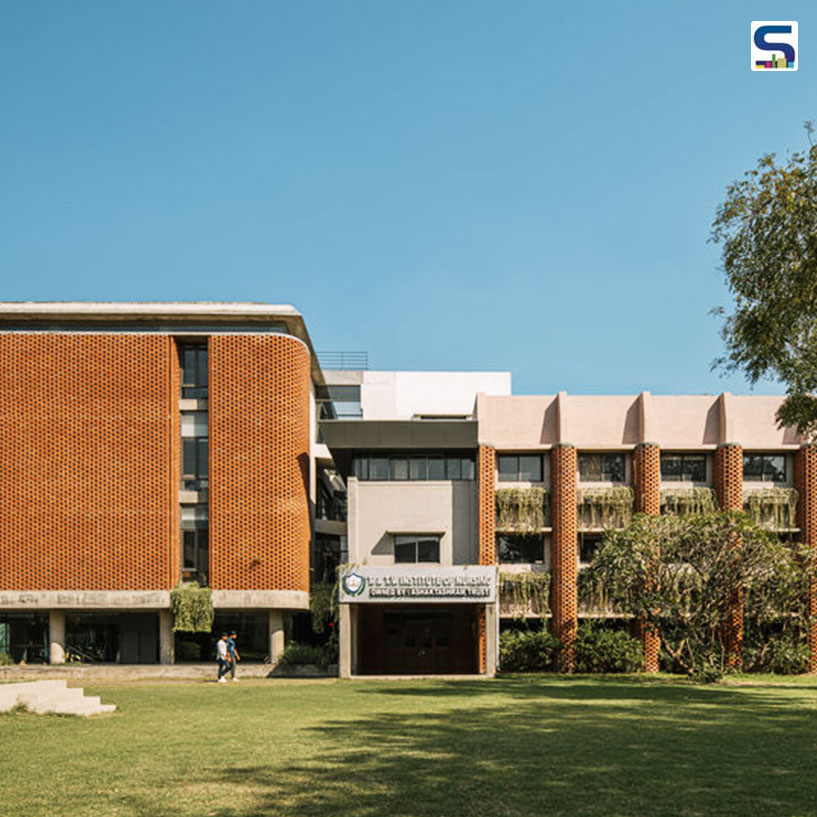 Concrete, Glass, and Brick Lattice Screens Define the Exterior of This Nursing College in Surat | Neogenesis+Studi0261