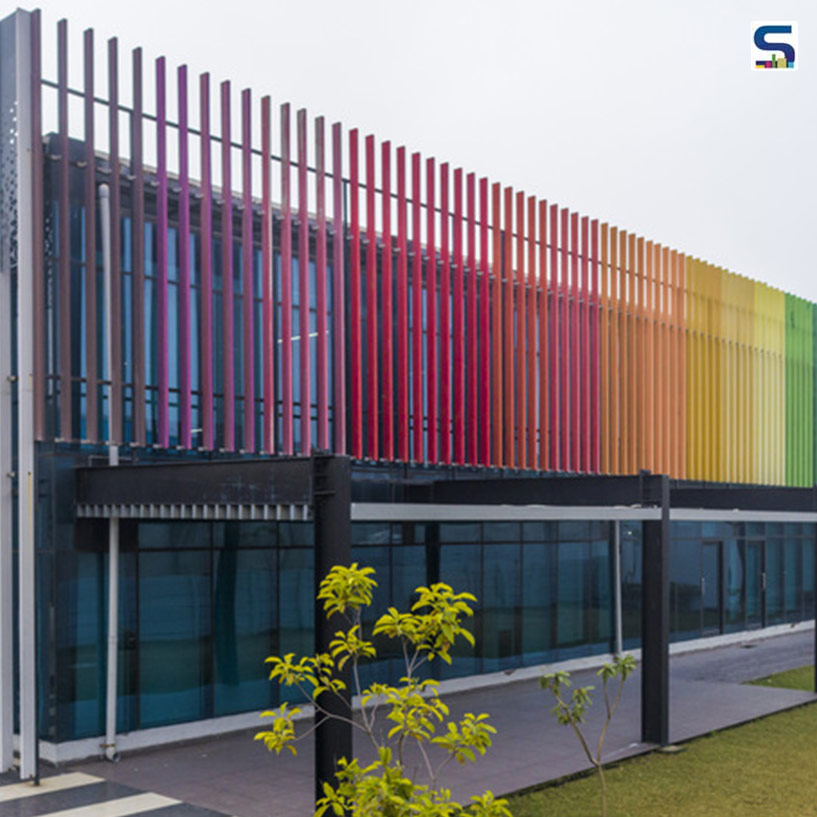 Aluminum Louvre Panels and Phulkari-Inspired Facade at Nahar Industry Campus Office | TOD Design Innovations