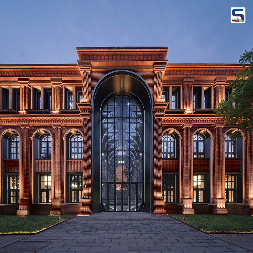 How a Modern Building is Transformed into a Sculptural Brick and Steel-Clad Bookstore